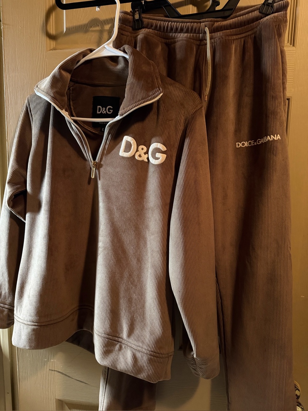 Dolce & Gabbana brown corduroy sweatsuit set size large LIKE NEW